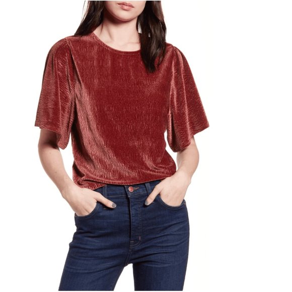 Madewell Tops - ✨NWT ✨MADEWELL Sz. M crush velvet flutter crop tee
